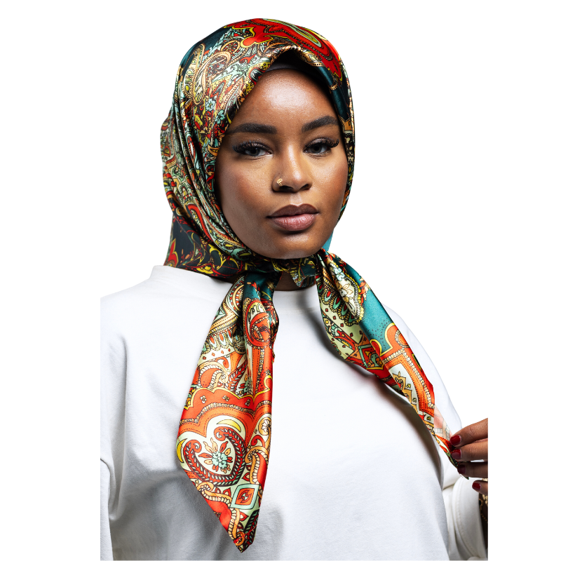 Foulard/Carré/Châle En Soie 100% - Marron - Occasion - Style Bandana Ou Foulard Carré